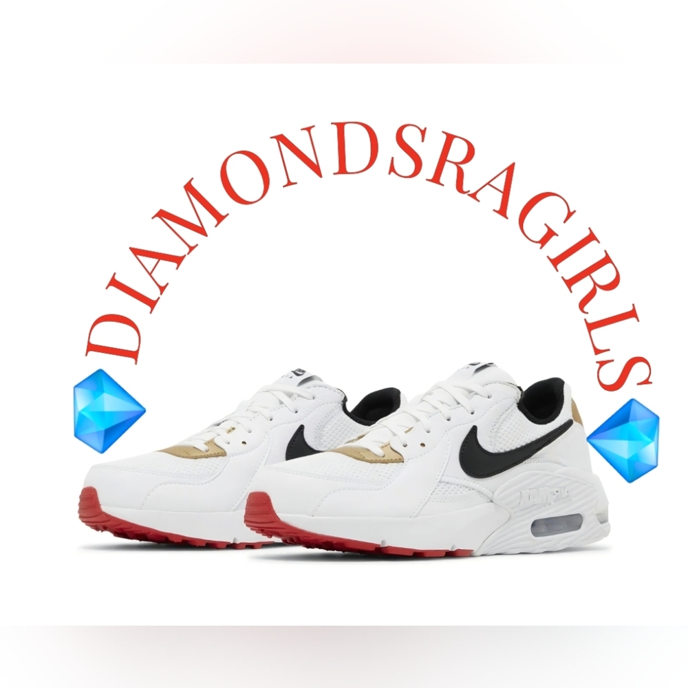 NIKE Air Max Excee Bright White Black Gold Red Women's Sz 8.5 NIB